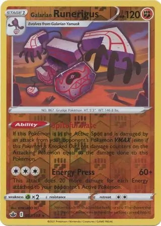 Chilling Reign Galarian Runerigus #83/198 reverse holo